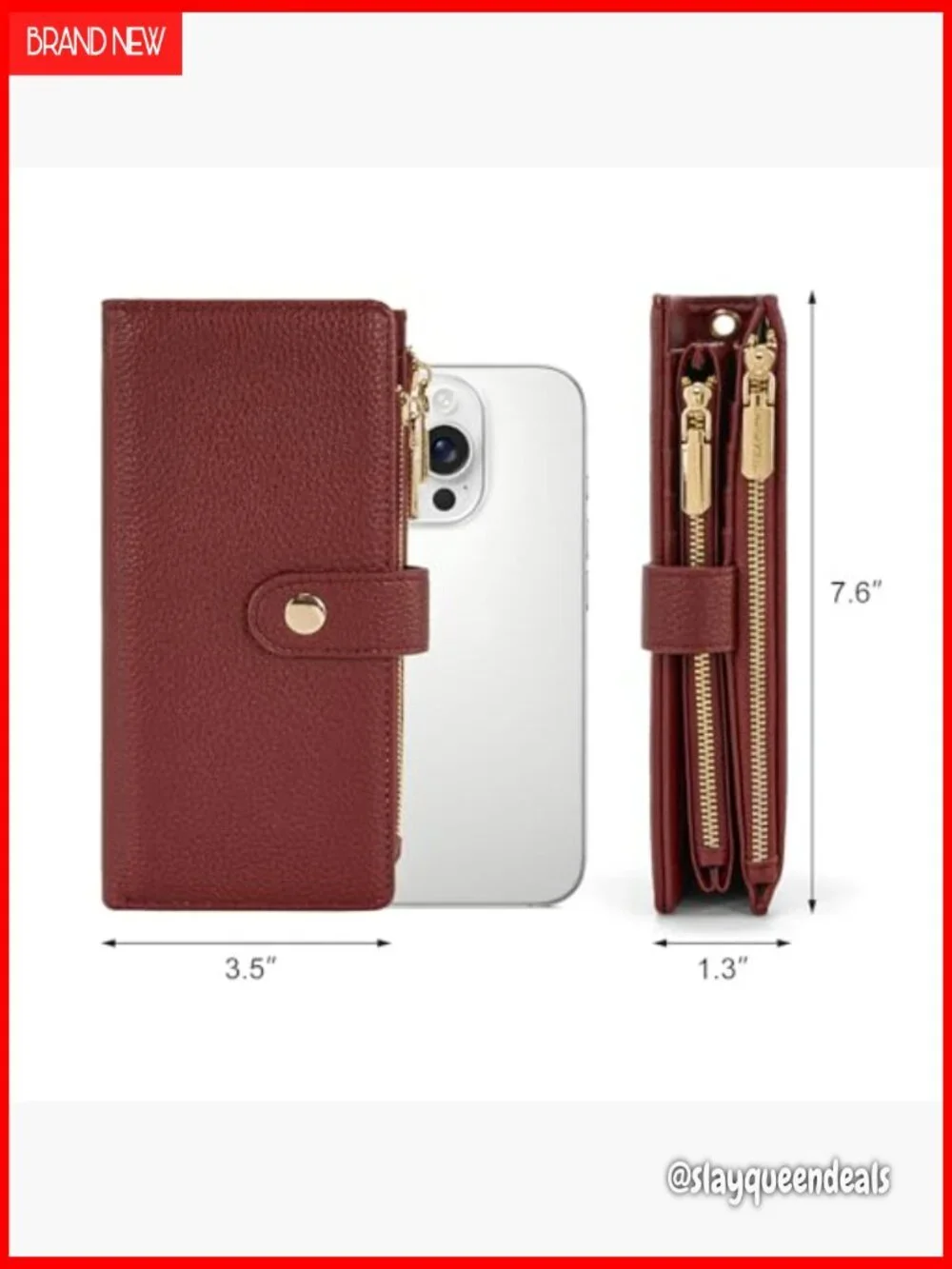 Large Vegan Leather Wristlet Wallet with RFID Blocking and Phone Pocket